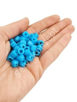 Parlak Mavi Kare Cam Boncuk Küçük Boy 50 Adet