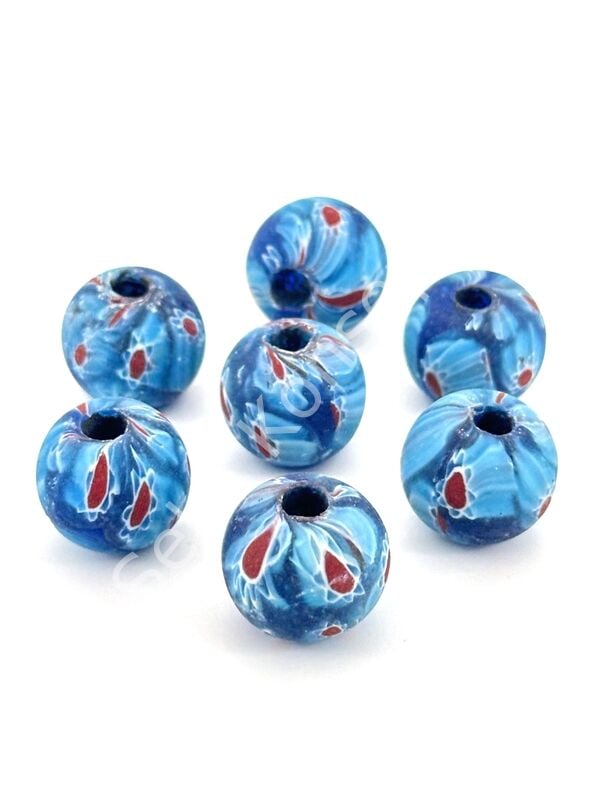 Gana-Krobo Cam Boncuk Mavi 17 mm 10 Adet