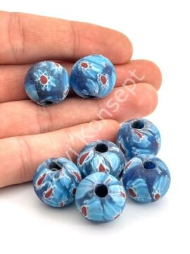 Gana-Krobo Cam Boncuk Mavi 17 mm 10 Adet