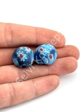 Gana-Krobo Cam Boncuk Mavi 17 mm 10 Adet