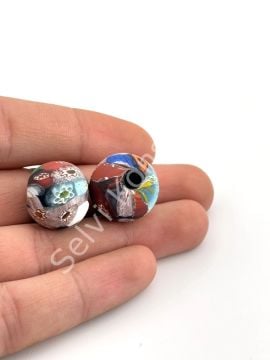 Gana-Krobo Cam Boncuk Karışık Renk-Desen 17 mm 10 Adet