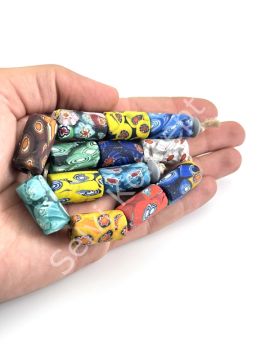 Gana-Krobo Cam Boncuk Karışık Dizi 13x25 mm