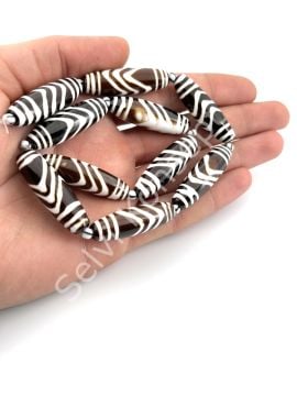 Etnik Desenli Oval Reçine Dizi Boncuk Açık Kahverenği