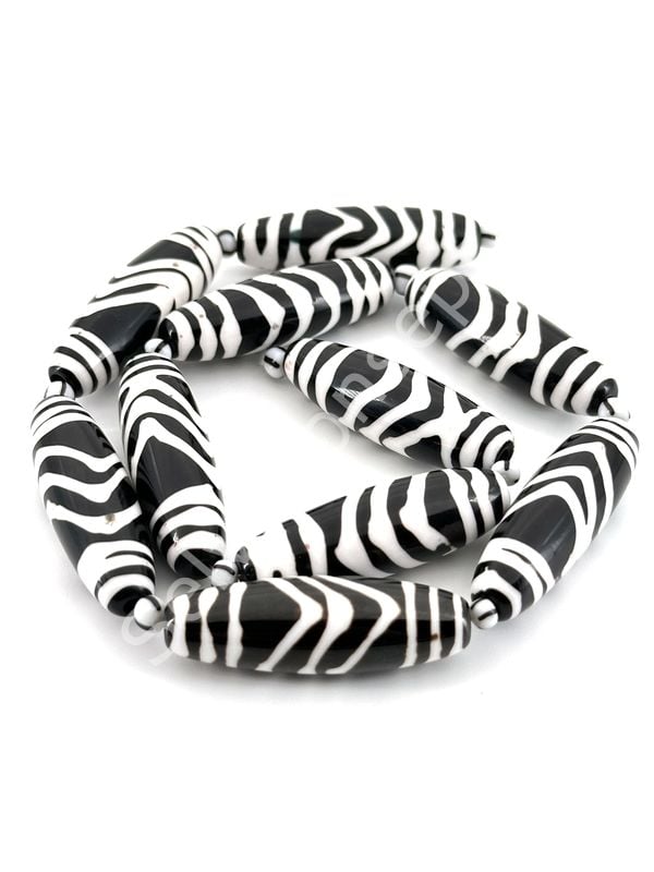 Etnik Desenli Oval Reçine Dizi Boncuk Koyu Kahverenği