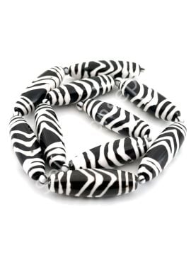 Etnik Desenli Oval Reçine Dizi Boncuk Koyu Kahverenği