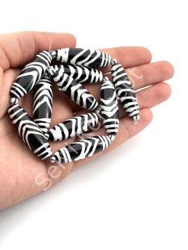 Etnik Desenli Oval Reçine Dizi Boncuk Koyu Kahverenği