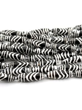 Etnik Desenli Oval Reçine Dizi Boncuk Koyu Kahverenği