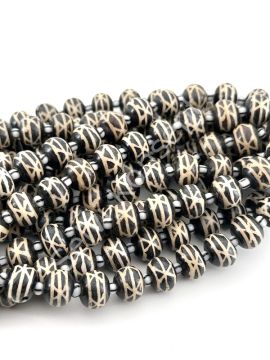 Etnik Desenli Dizi Sedef Boncuk 13x10 mm