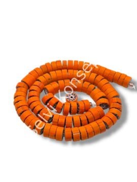 Özel Kesim Afrika Çizgili Disk-Rondela Mat Cam Boncuk Dizi Turuncu