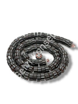 Özel Kesim Afrika Çizgili Disk-Rondela Mat Cam Boncuk Dizi Siyah-Beyaz