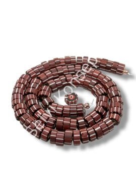 Özel Kesim Afrika Çizgili Disk-Rondela Mat Cam Boncuk Dizi Kahverengi-Beyaz