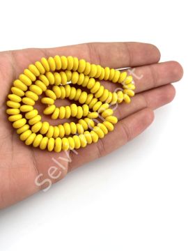 Rondela Dizi Cam Boncuk Sarı 7,5x3,5 mm