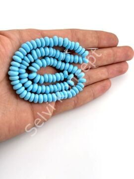 Rondela Dizi Cam Boncuk Mavi 7,5x3,5 mm