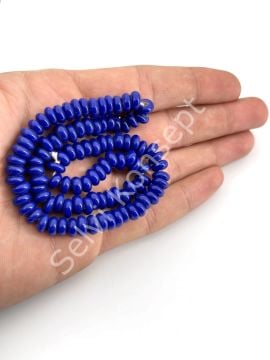 Rondela Dizi Cam Boncuk Lacivert 7,5x3,5 mm