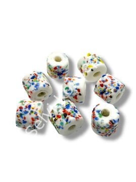 Gana Mozaik Krobo Cam Boncuk Beyaz ~12-15 mm 20 Adet