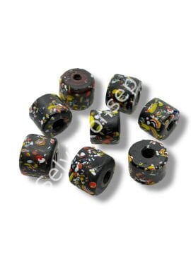 Gana Mozaik Krobo Cam Boncuk Siyah ~12-15 mm 20 Adet