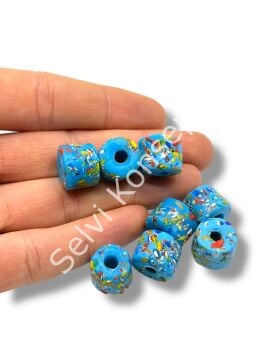 Gana Mozaik Krobo Cam Boncuk Mavi ~12-15 mm 20 Adet