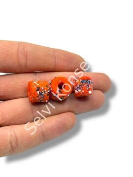 Gana Mozaik Krobo Cam Boncuk Turuncu ~12-15 mm 20 Adet