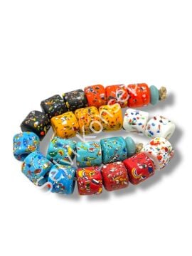 Gana Mozaik Krobo Cam Boncuk Karnaval Mix Dizi ~12-15 mm