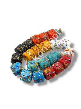 Gana Mozaik Krobo Cam Boncuk Karnaval Mix Dizi ~12-15 mm