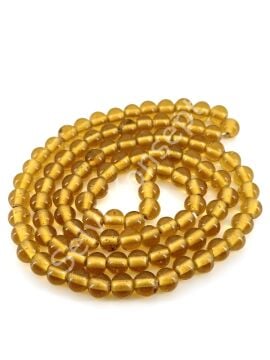 Yuvarlak Dizi Cam Boncuk Bal Rengi 9 mm