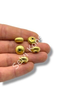 Pulipori Pirinç Boncuk Bombeli Rondela Saten Altın Renk 12x7 mm 10 Gr