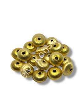 Pulipori Pirinç Boncuk Bombeli Rondela Saten Altın Renk 12x7 mm 10 Gr