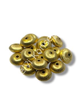 Pulipori Pirinç Boncuk Bombeli Rondela Saten Altın Renk 14x8 mm 10 Gr