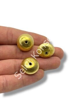 Pulipori Pirinç Boncuk Bombeli Rondela Saten Altın Renk 19x10 mm 10 Gr