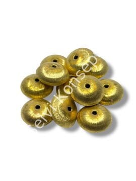 Pulipori Pirinç Boncuk Bombeli Rondela Saten Altın Renk 19x10 mm 10 Gr