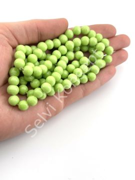 Yuvarlak Dizi Cam Boncuk Fıstık Yeşili 9 mm
