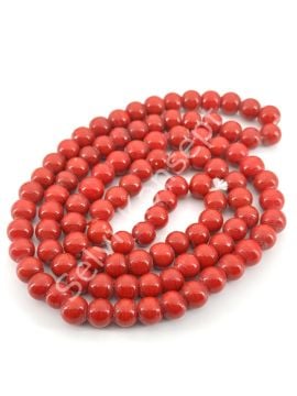 Yuvarlak Dizi Cam Boncuk Kırmızı 8 mm
