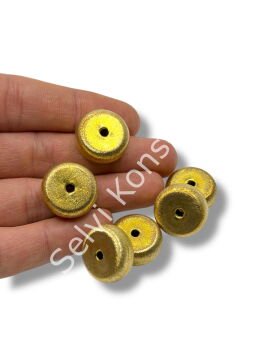 Pulipori Pirinç Boncuk Rondela Saten Altın Renk 20x9 mm 11 Gr