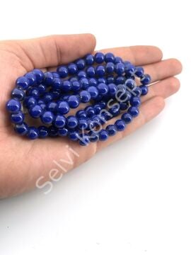 Yuvarlak Dizi Cam Boncuk Lacivert 8-9 mm