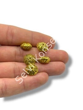 Pulipori Pirinç Boncuk Bombeli Petek Rondela Parlak Altın Renk 12x7 mm 10 Gr