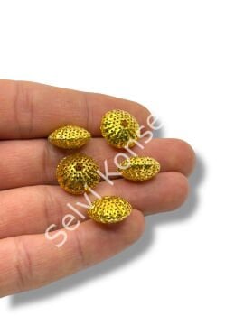 Pulipori Pirinç Boncuk Bombeli Petek Rondela Parlak Altın Renk 15x8 mm 10 Gr