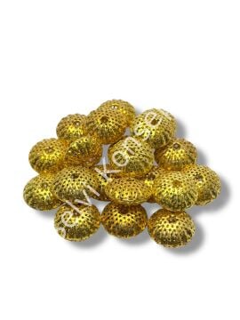 Pulipori Pirinç Boncuk Bombeli Petek Rondela Parlak Altın Renk 15x8 mm 10 Gr