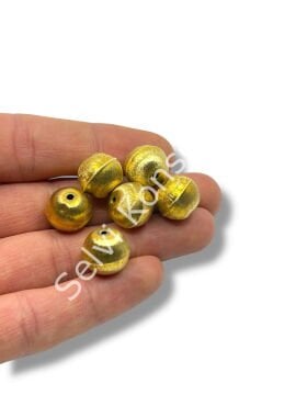Pulipori Pirinç Boncuk Küre Saten Altın Renk 13x12 mm 10 Gr