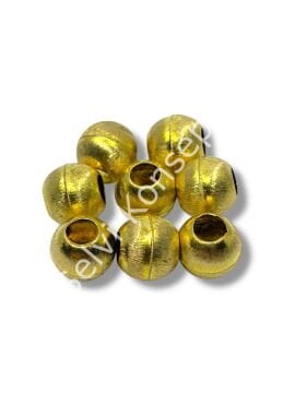 Pulipori Pirinç Boncuk Küre Saten Altın Renk Geniş Delikli 13x12 mm 10 Gr