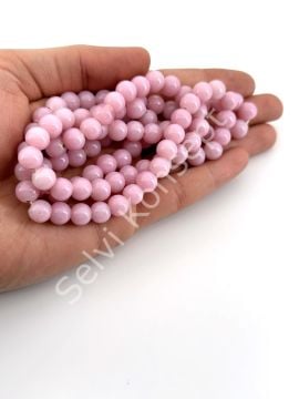 Yuvarlak Dizi Cam Boncuk Pembe 9-10 mm