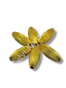 Pulipori Pirinç Boncuk Çizgili Uzun Boru Form Parlak Altın Renk 14x35 mm 11 Gr