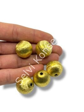 Pulipori Pirinç Boncuk Küre Saten Altın Renk 20 mm 10 Gr