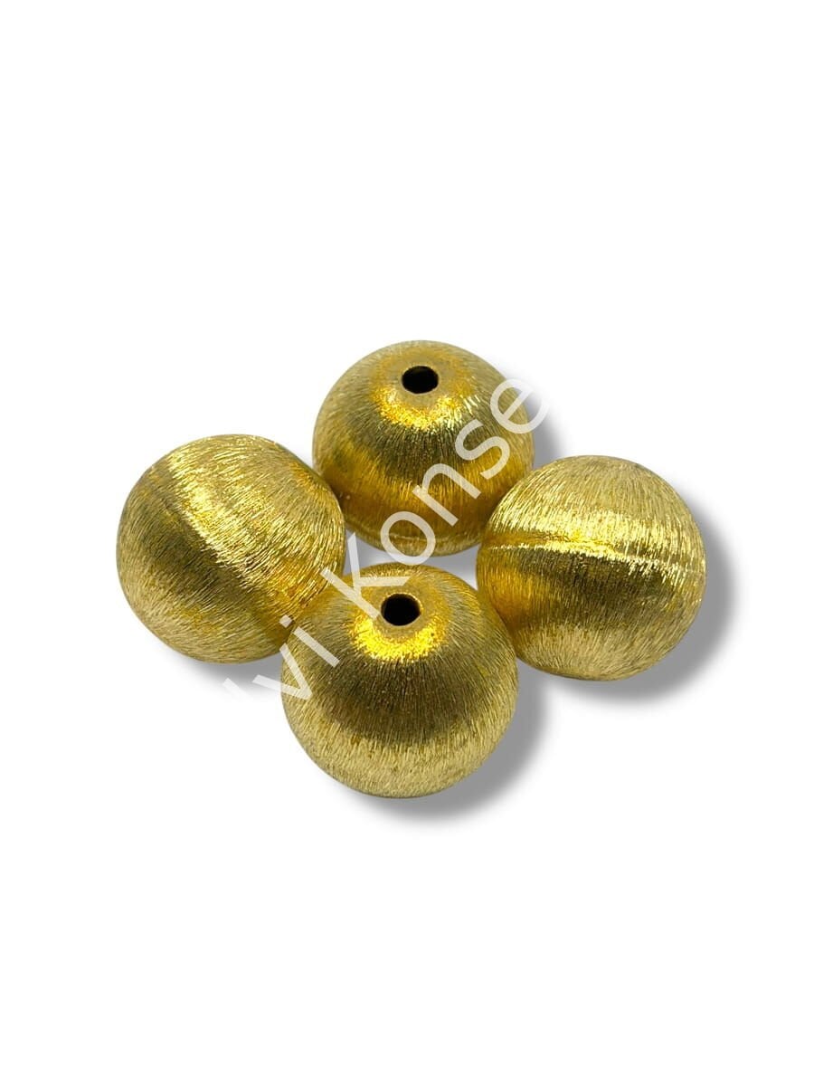 Pulipori Pirinç Boncuk Küre Saten Altın Renk 20 mm 10 Gr