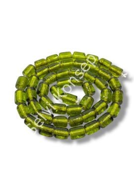 El Yapımı Parlak Silindir Dizi Cam Boncuk Tropik Yeşil 10x12 mm