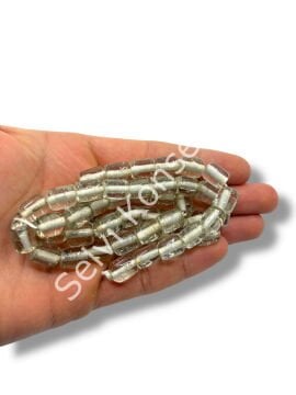 El Yapımı Parlak Silindir Dizi Cam Boncuk Şeffaf 8x12 mm