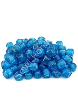 Silindir Kuzu Cam Boncuk Şeffaf Mavi 50 Adet