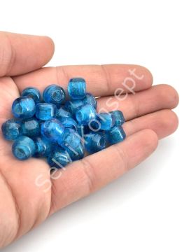 Silindir Kuzu Cam Boncuk Şeffaf Mavi 50 Adet