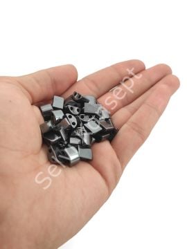 Çift Delikli Tek Taraflı Hematit Doğal Taş 12 mm 50 Adet