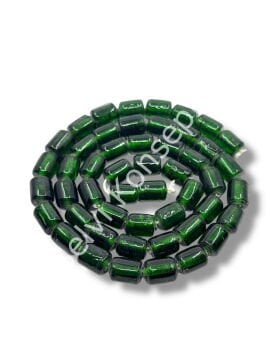 El Yapımı Parlak Silindir Dizi Cam Boncuk Zümrüt Yeşili 8x12 mm