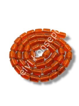 El Yapımı Parlak Silindir Dizi Cam Boncuk Turuncu 10x12 mm
